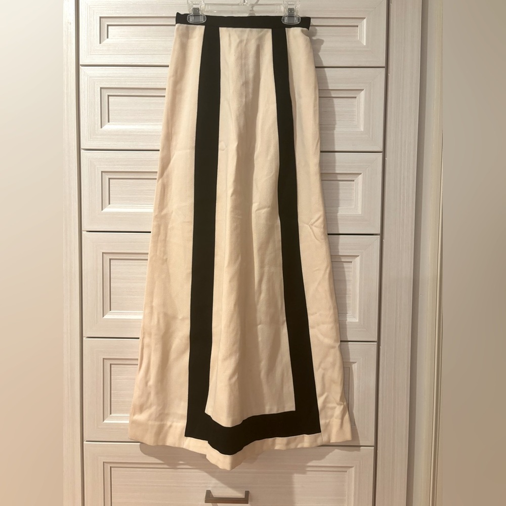 Vintage cream & black maxi skirt